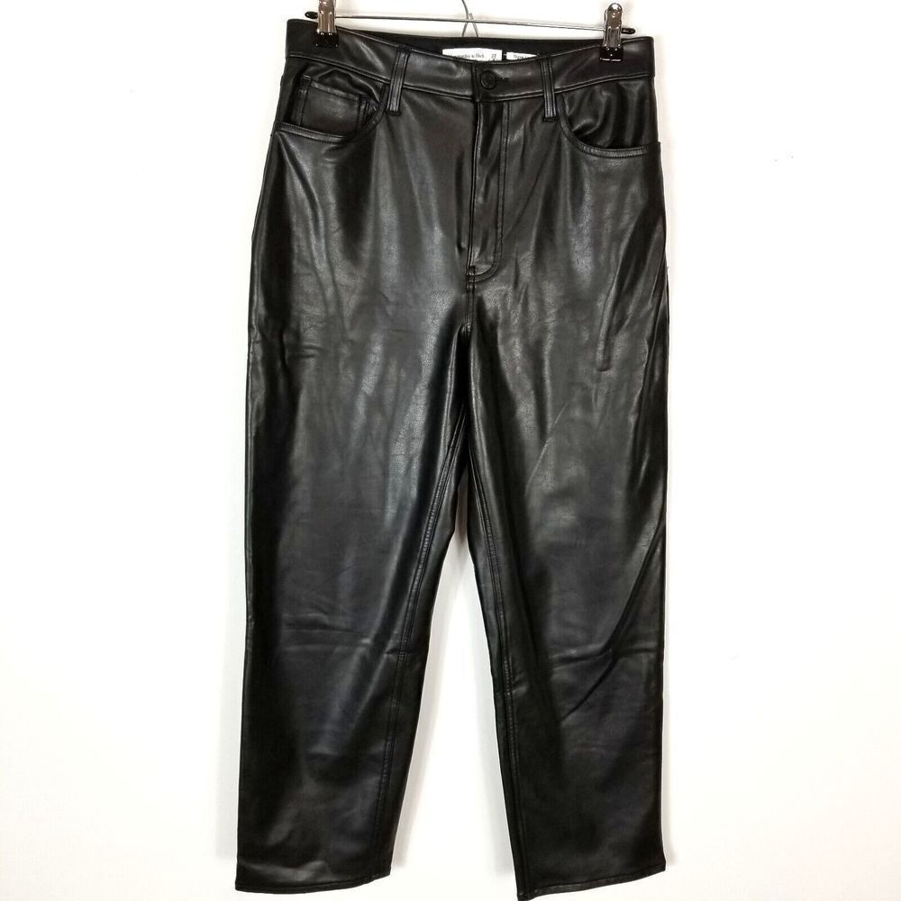 Abercrombie & Fitch Women Ankle Straight Ultra High Rise Pants 29 Vegan Leather